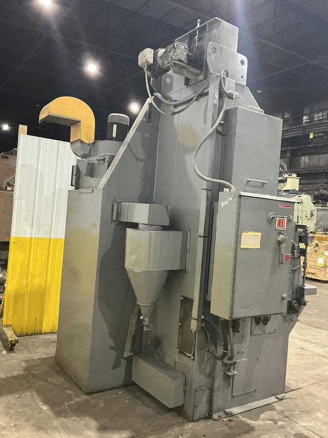 Used 5 CU FT X 15 HP WHEELABRATOR TUMBLAST RUBBER BELT SHOT BLAST CABINET
