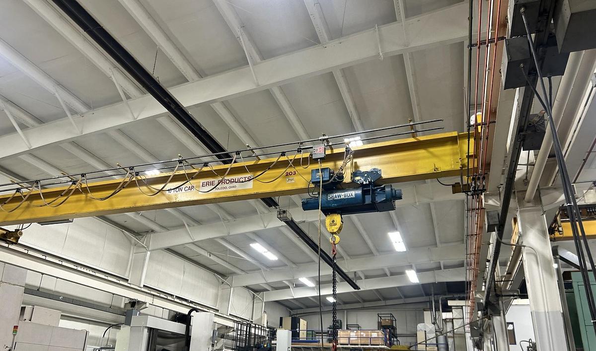 Used 10-Ton x 42' Erie Products Single Girder Overhead Crane