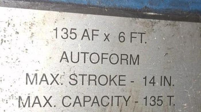 Used 1993 135-Ton x 6' Cincinnati Hydraulic Press Brake 