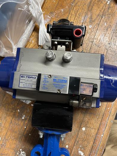 Used Bi-Torq PN115SR, 4" Butterfly Valve W/ Pneumatic Actuator & VRC Bray VE900G-T1