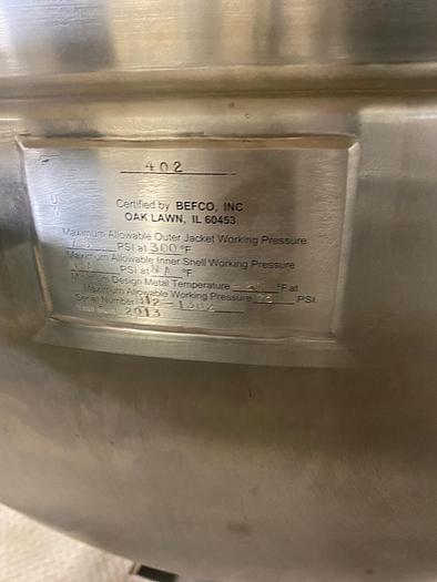 Used Befco 220 Gallon Stainless Steel Cooking Kettle w/Agitator 