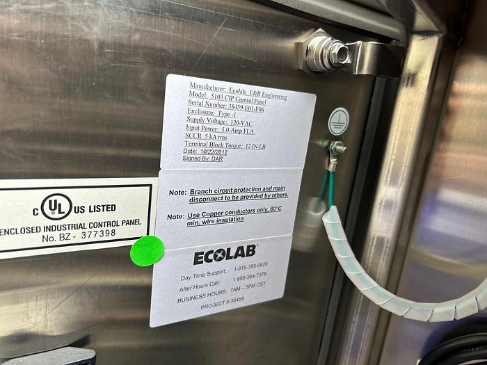 Used Ecolab Clean-in-Place Washer, Model: 5103 CIP (2012)