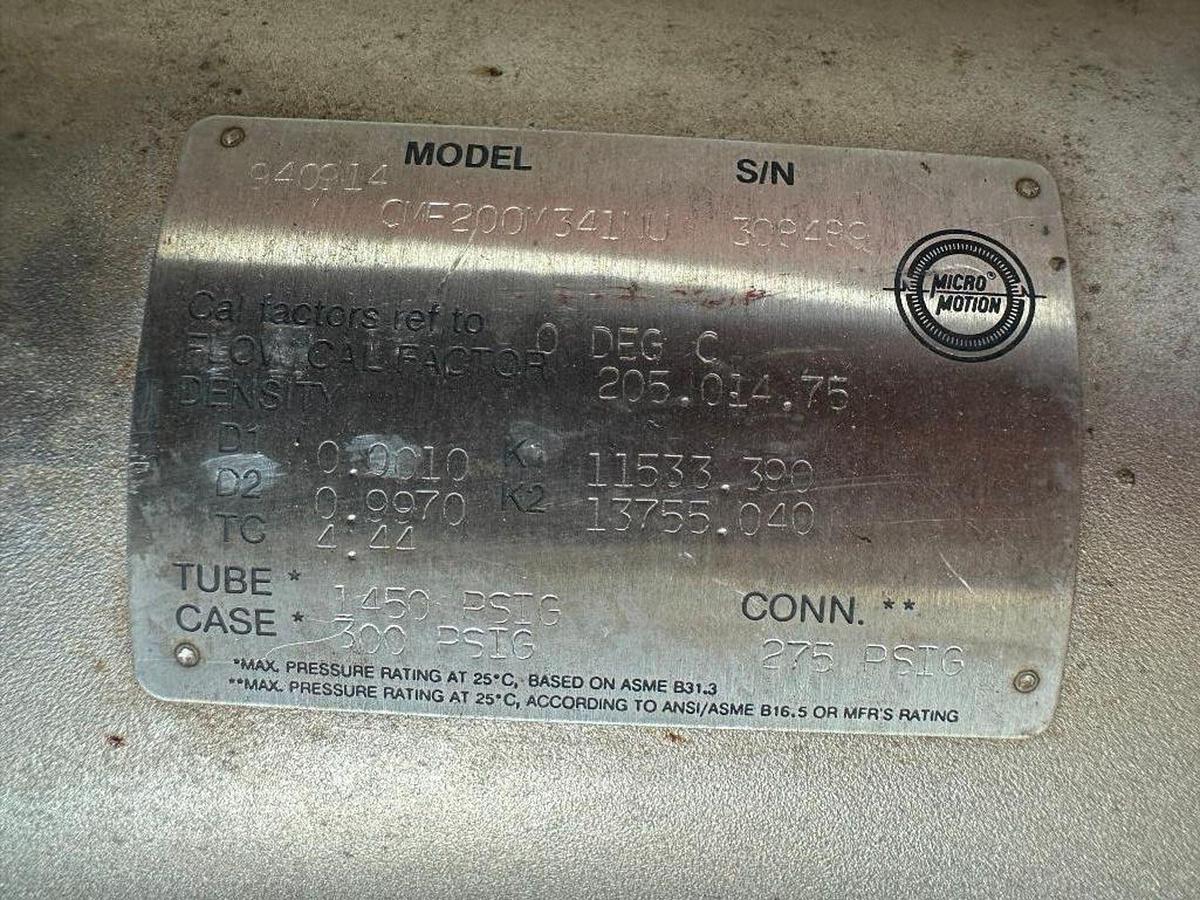 Used Emerson Micromotion CMF200 Model: CMF200431NU,  1-1/2"