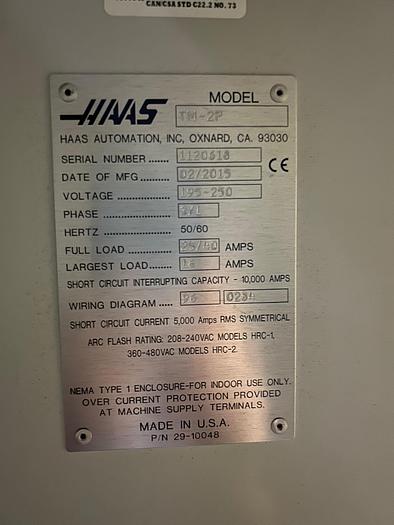 Used Haas TM-2P Vertical Machining Center