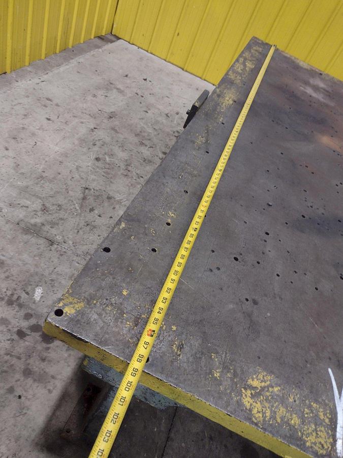 Used 148" X 98" HEAVY DUTY STEEL LAYOUT WELDING SHOP TABLE