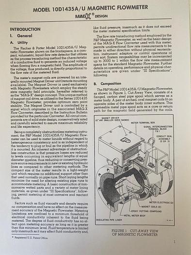 Fischer & Porter Mag-X 10D1435A Magnetic Flow Meter w/ Teflon Lining, 16"