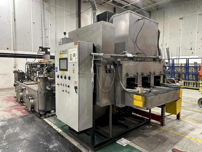 Used 3-LANE 12" WIDE BELT, 4-STAGE STAINLESS STEELL WASHER JENFAB MODEL #MCCS-3000SS2F