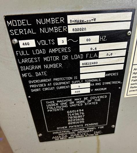 Used 2020 Marvel (Amada) Series 8 Mark II-V Vertical Band Saw