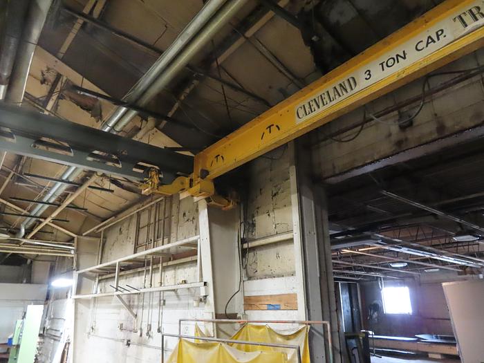 Used 3-Ton x 60 LF Dual Bridge Cleveland Tramrail Underslung Crane w/ (2) 3-Ton CM Lodestar Hoists (20' Span)