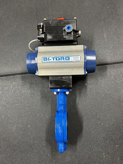 Used Bi-Torq PN115SR, 4" Butterfly Valve W/ Pneumatic Actuator & VRC Bray VE900G-T1