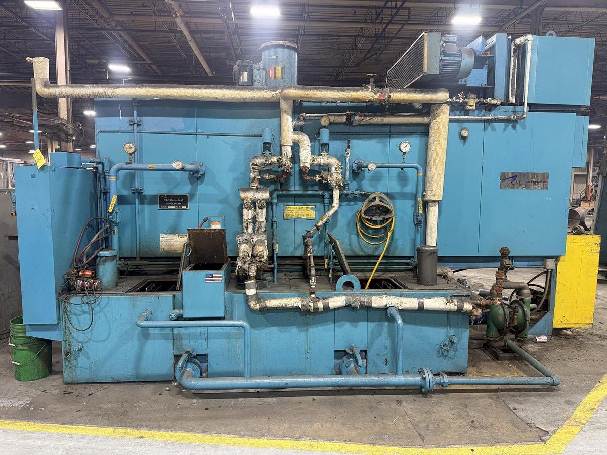 Used 24" x 24" RANSOHOFF 3-STAGE STEEL MESH CONVEYOR PASS THROUGH PARTS WASHER