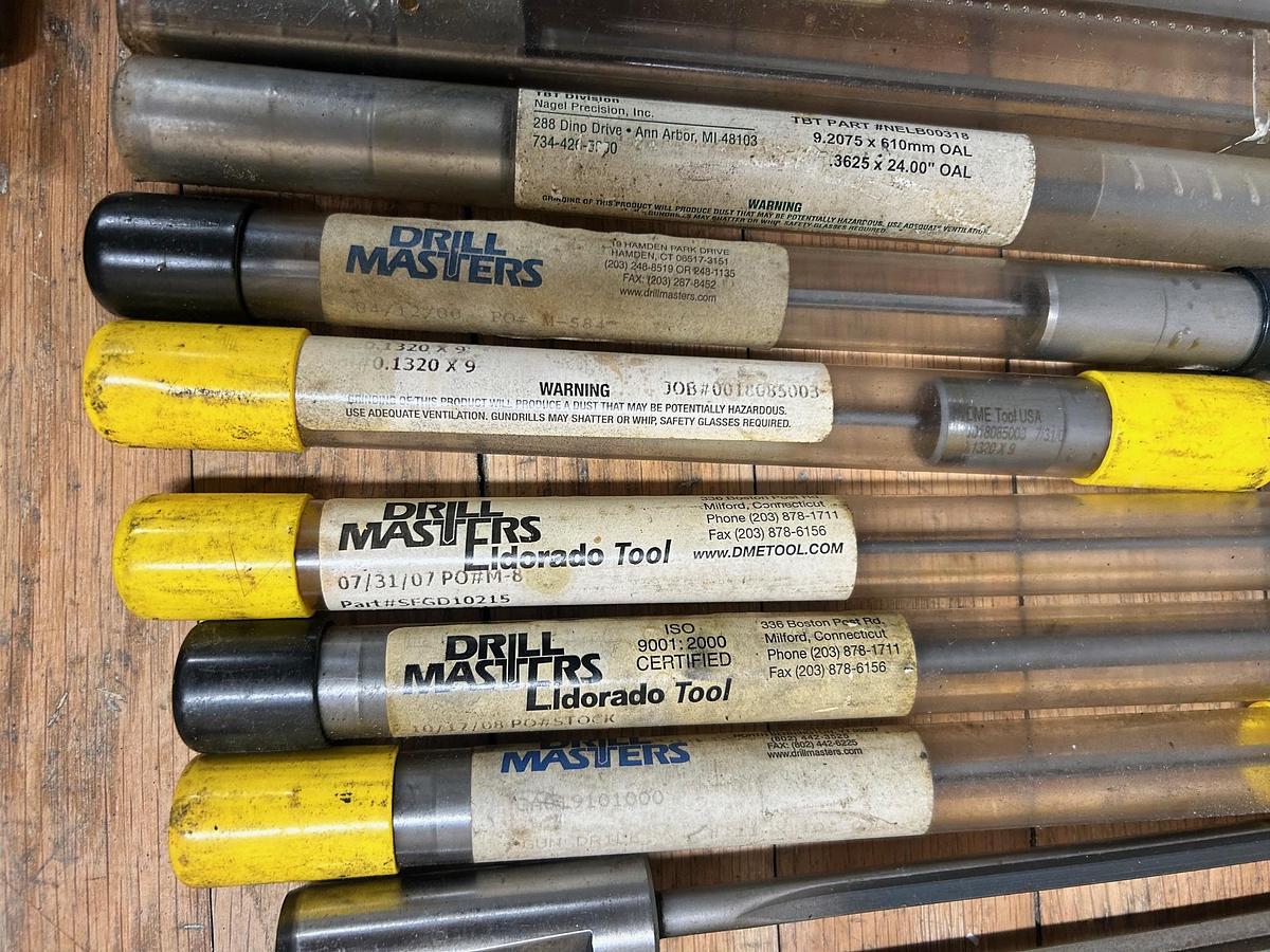 Used Large Lot of Various New Gun Drills Eldorado Tool Drill Masters, 40+ Gun Drills