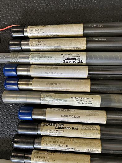 Used Large Lot of Various New Gun Drills Eldorado Tool Drill Masters, 120+ Gun Drills