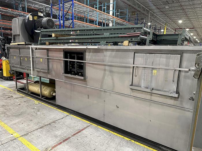 Used 3-LANE 12" WIDE BELT, 4-STAGE STAINLESS STEELL WASHER JENFAB MODEL #MCCS-3000SS2F