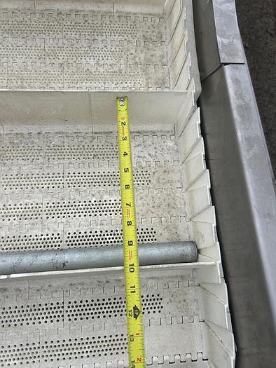Used INCLINE CLEATED BELT CONVEYOR, STAINLESS STEEL, 24’’ WIDE X 120’’ LONG