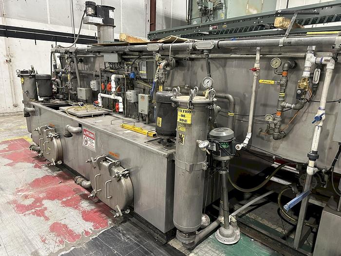 Used 3-LANE 12" WIDE BELT, 4-STAGE STAINLESS STEELL WASHER JENFAB MODEL #MCCS-3000SS2F