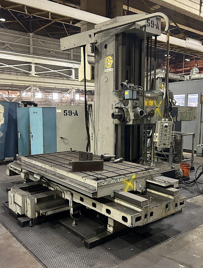 Used Giddings & Lewis CNC Horizontal Table Type Boring Mill, T-Slotted Table 84" x 48" with Heidehain Control