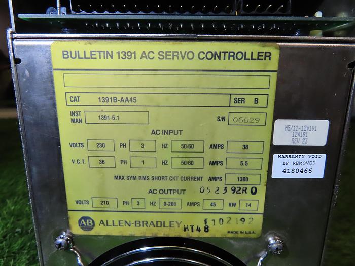 Used ALLEN-BRADLEY 1391B-AA45 SERIES D AC SERVO CONTROLLER