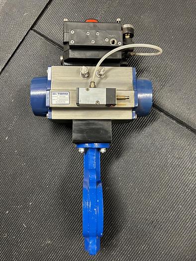 Used Bi-Torq PN115SR, 4" Butterfly Valve W/ Pneumatic Actuator & VRC Bray VE900G-T1
