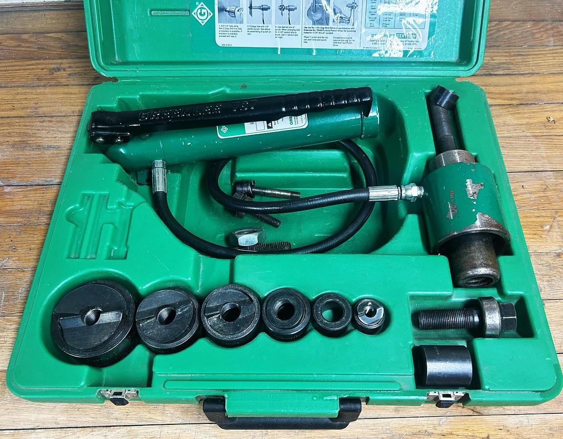 Used Greenlee 7306SB Slug Buster Knockout Punch Set W/ 767 Hydraulic Driver Set