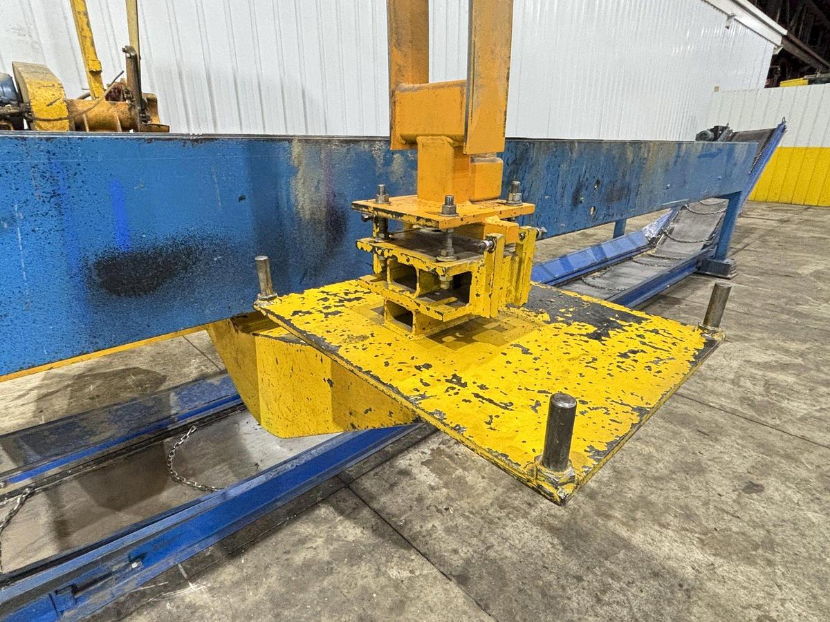 Used 15 HP L&M EQUIPMENT MODEL #HMPC-7-24 CROSS CUT BUNDLE TRAVELING ARCH WOOD BUNDLE SAW WITH CONVEYOR