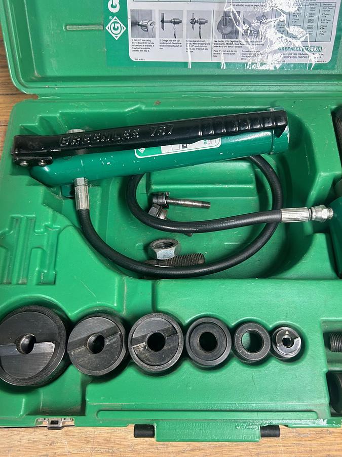 Used Greenlee 7306SB Slug Buster Knockout Punch Set W/ 767 Hydraulic Driver Set