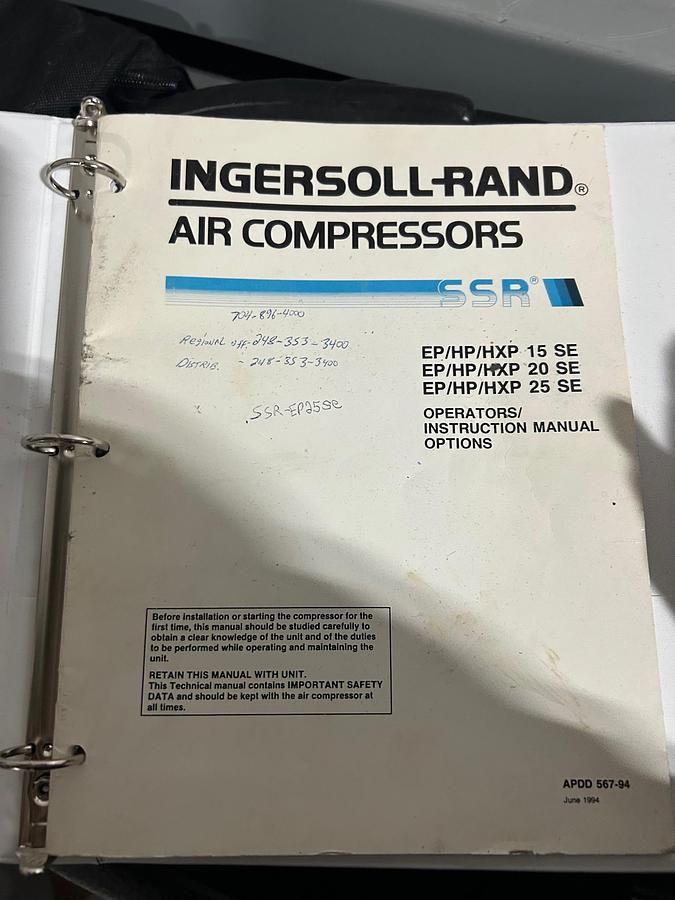 Used 25 HP Ingersoll Rand, Model: SSR-EP25SE Rotary Screw Air Compressor