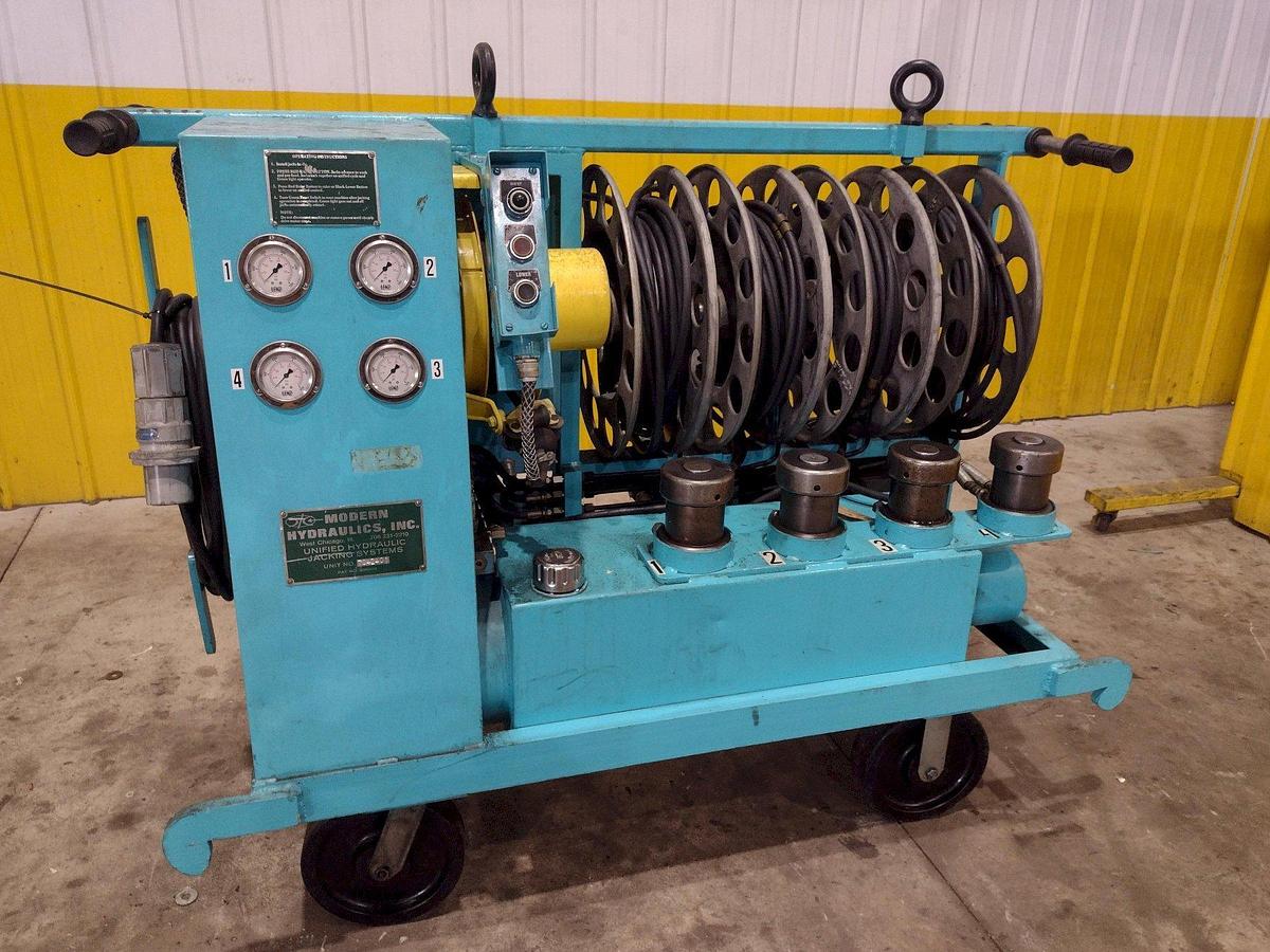 Used 40 TON MODERN HYDRAULICS 4 CYLINDER PORTABLE HYDRAULIC DIE SETTING & SEPARATING SYSTEM