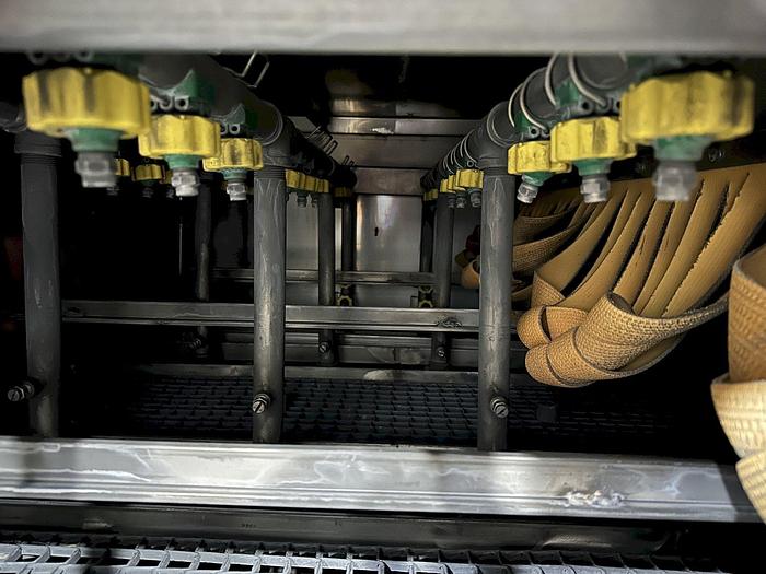 Used 3-LANE 12" WIDE BELT, 4-STAGE STAINLESS STEELL WASHER JENFAB MODEL #MCCS-3000SS2F