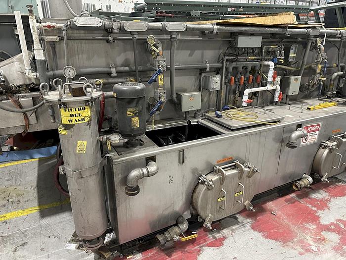 Used 3-LANE 12" WIDE BELT, 4-STAGE STAINLESS STEELL WASHER JENFAB MODEL #MCCS-3000SS2F