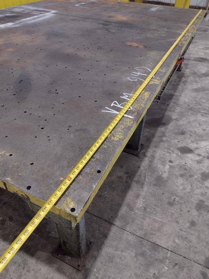 Used 148" X 98" HEAVY DUTY STEEL LAYOUT WELDING SHOP TABLE