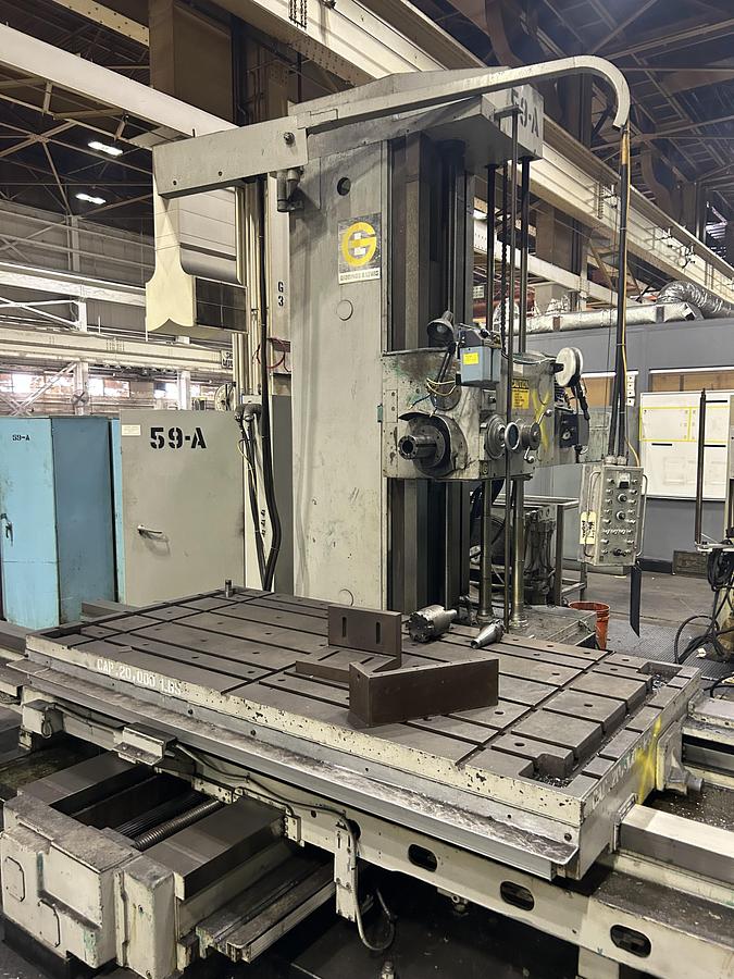 Used Giddings & Lewis CNC Horizontal Table Type Boring Mill, T-Slotted Table 84" x 48" with Heidehain Control
