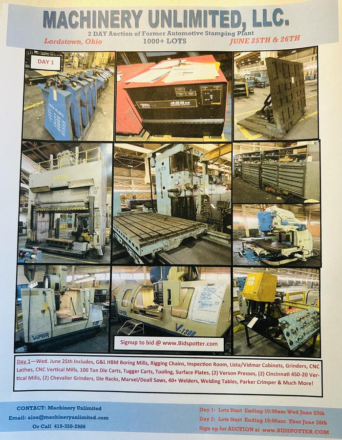 Used 2-Day Auction of Former Lordstown, Ohio Automotive Facility - June 25th & 26th!