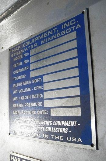 Used Dust Collector, Baghouse, 146 SF, S/st, HAF Equipment, #S741236