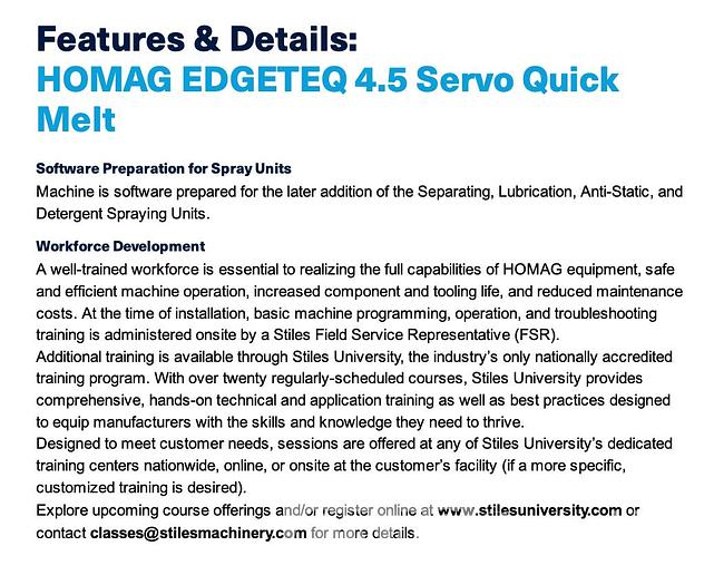 Used 2019 Homag Edgeteq 4.5 Edgebander