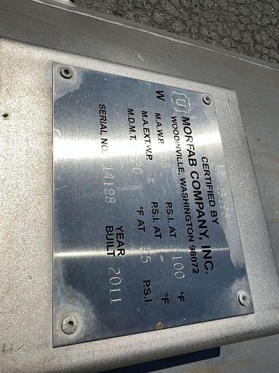 Used Tank, 425 Gallon, Stainless Steel, 55 PSI, DT/DB, Morfab #S744613