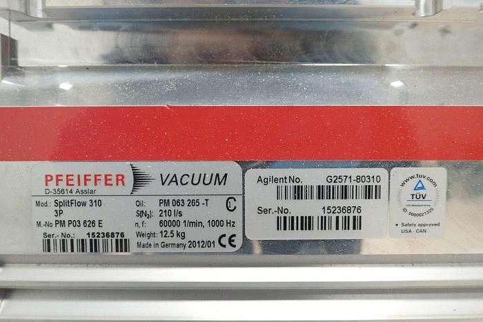 Used Pfeiffer SplitFlow 310 3P Agilent G2571-80310 Vacuum Pump & Controller TC400