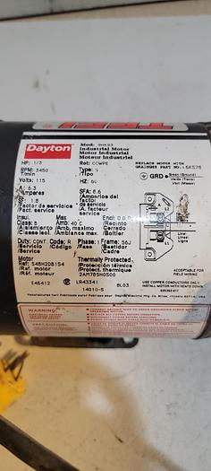 Used TEEL DAYTON 9HK93 PUMP 150V 3450RPM 1/3HP (D)