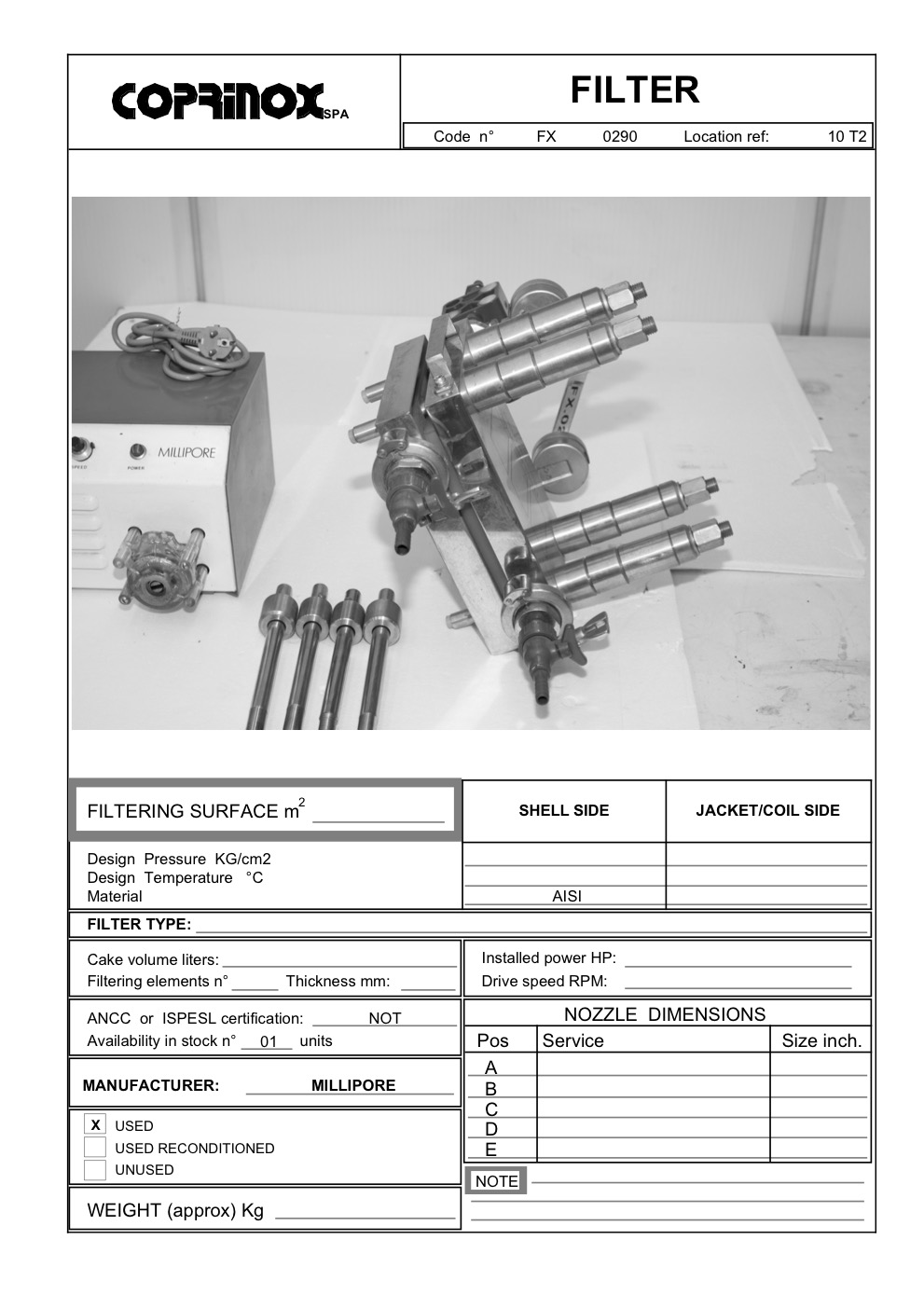 Usato Filtro MILLIPORE con pompa peristaltica