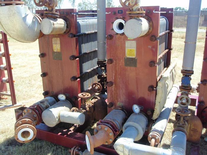 Used Heat Exchanger, Plate, 216 SF, Graphite, Alfa Laval (2) #S737129