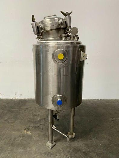 Used LEE 150 Liter Stainless Steel Jacketed 45 PSI Reactor w/ Sight Glass & Valves
