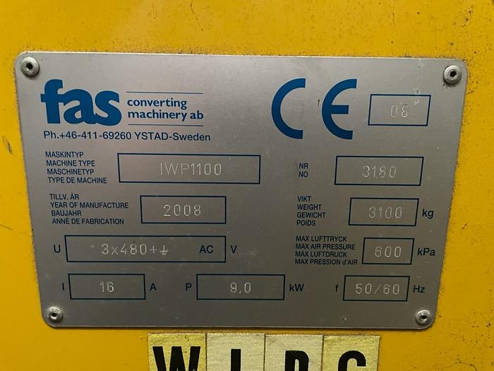 Used Coreless Winder FAS Model IWP1100 core