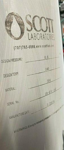 Used Scott Laboratories Stainless Steel Lenticular Filter Housing 87 PSI @ 140 °C