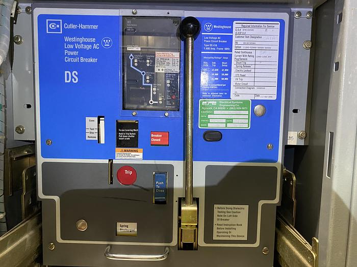 Used DS CUTLER-HAMMER LOW VOLTAGE AC POWER CIRCUIT BREAKERS 1200 AMP
