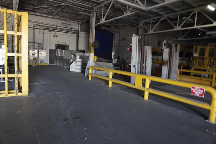 Used 50' LONG BELT CONVEYOR 64" WIDE MATERIAL W/ BALE DUMPER