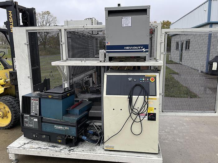 Used 2008 FANUC M10iA DUAL ARM ROBOTIC FOAM CELL WITH A/B SIDED INDEX TABE/ COULD CONVERT TO WELD CELL