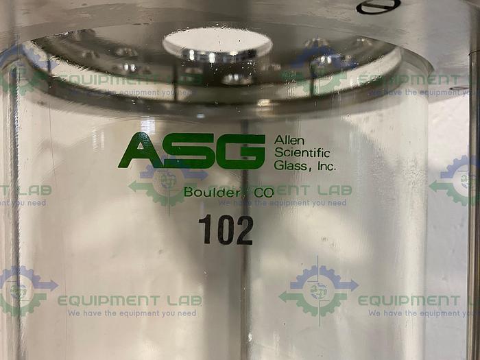 Used Allen Scientific Glass 15 Liter Glass Bioreactor Vessel w/ Headplate and Frame