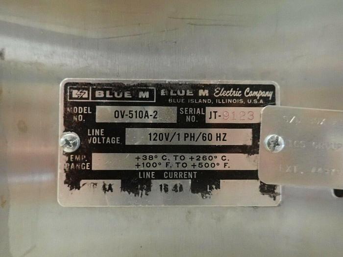 Used Blue M Model OV-510A-2 Laboratory Oven Furnace with Trays & Exhaust Connection
