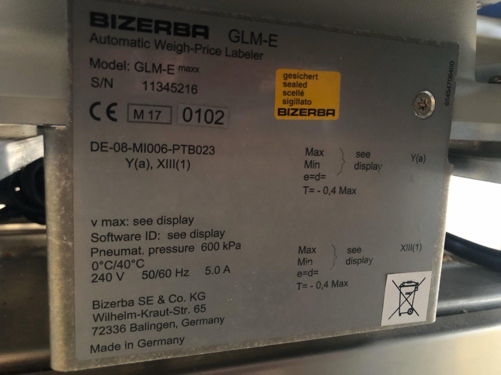 Used Bizerba weigh price labeller