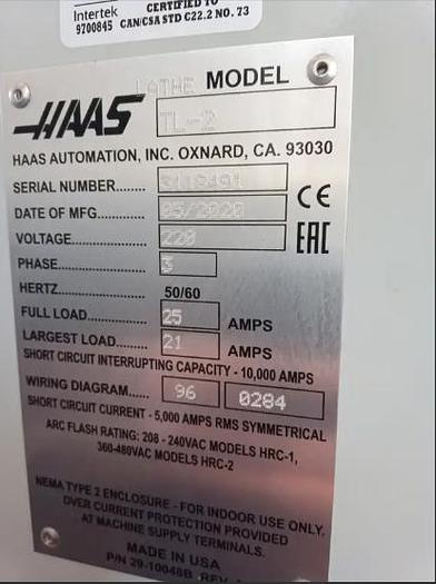 Used 2020 HAAS TL-2 CNC Turning Center ***67 Hours***